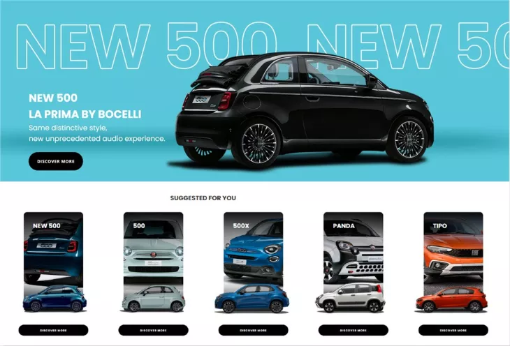 Each Fiat model offers 1 basic version, 3 equipment packs, and 1 top-of-the-range car